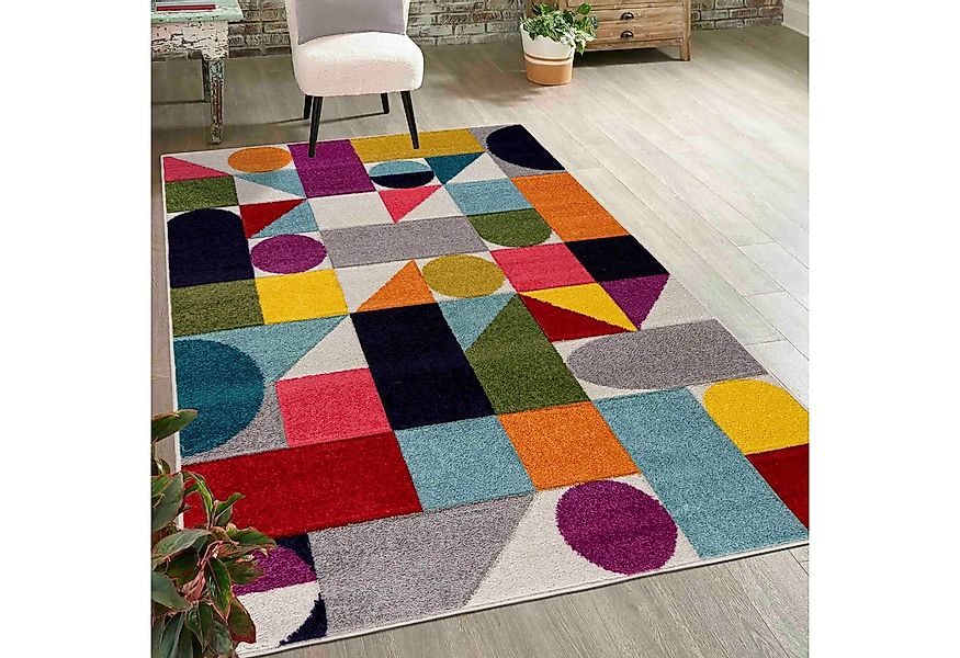 Mazovia Designteppich Modern Geometrischer Teppich Bunt Weich Teppich für W günstig online kaufen