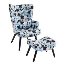 HomeMiYN Ohrensessel Relaxsessel mit Hocker Patchwork günstig online kaufen
