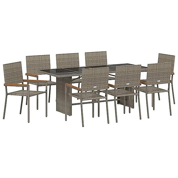 vidaXL Garten Essgruppe 9-Tlg Grau Poly-Rattan 3365428 günstig online kaufen