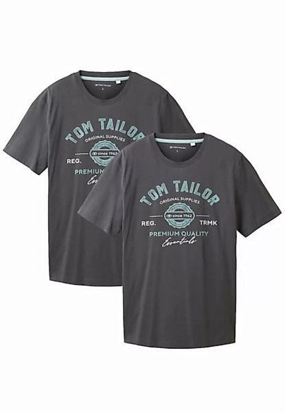 TOM TAILOR T-Shirt Logo T-Shirt 2-er Pack Kurzarm Set mit Logo Print (2-tlg günstig online kaufen