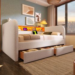 Merax Daybett (Schlafsofa aus Leinen, Lattenrost, günstig online kaufen