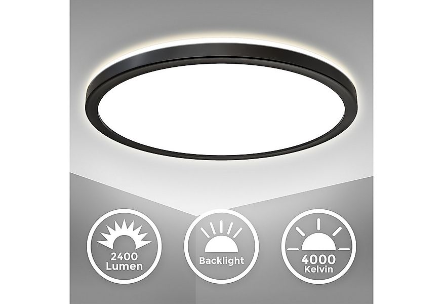 B.K.Licht LED Deckenleuchte LED Panel schwarz ultraflach rund/eckig Backlig günstig online kaufen