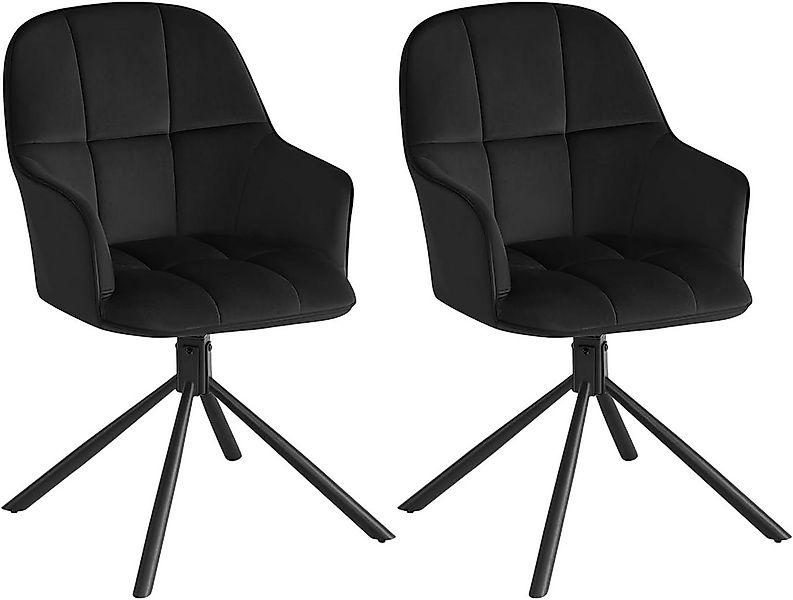 EUGAD Esszimmersessel (2-St), drehbar, mit Armlehnen Rückenlehne, Metallbei günstig online kaufen