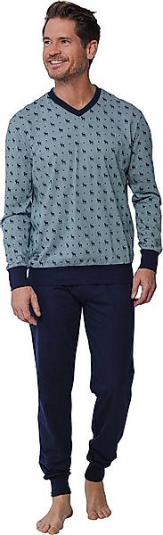 Pastunette Schlafanzug Herren Pyjama Hirsche Allover (2 tlg) Baumwolle günstig online kaufen