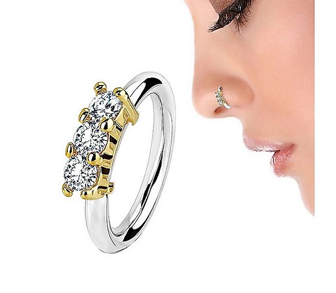 Taffstyle Nasenpiercing Universal Piercing Ring mit 3 Kristallen Nasen, Gli günstig online kaufen