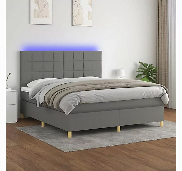 vidaXL Boxspringbett Boxspringbett mit Matratze LED Dunkelgrau 180x200 cm S günstig online kaufen