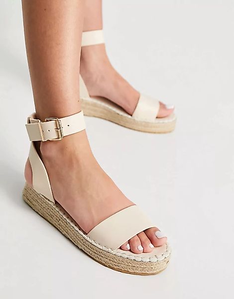 Schuh – Victoria – Espadrilles in Ecru mit durchgehender Plateausohle-Weiß günstig online kaufen