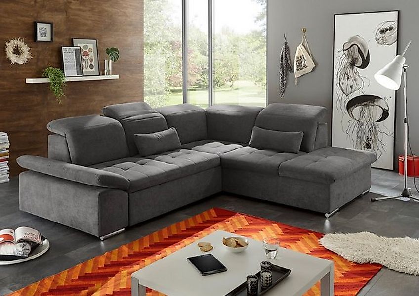 ED EXCITING DESIGN Ecksofa Wayne, mit Schlaffunktion & Bettkasten, 2x Niere günstig online kaufen