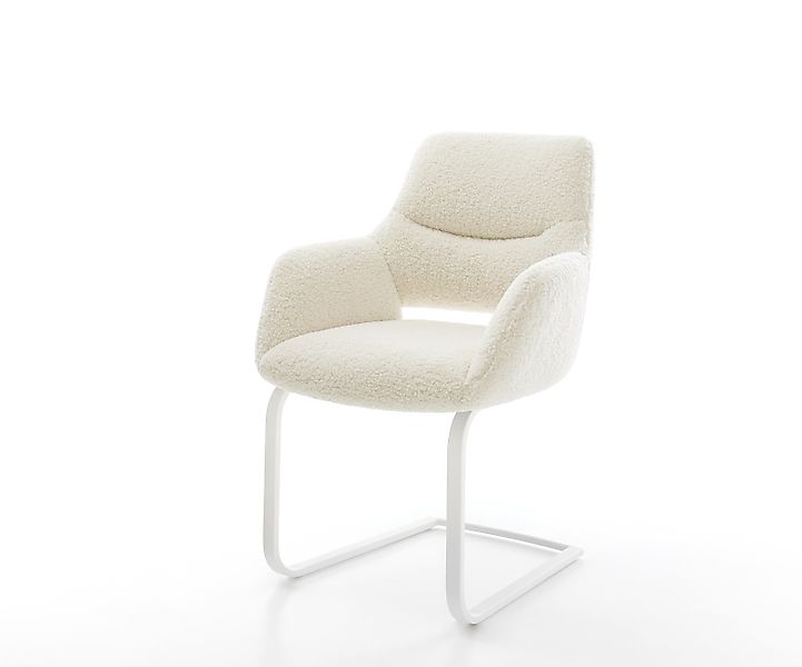 Freischwinger Yago-Flex mit Armlehnen Teddystoff Beige Freischwinger flach günstig online kaufen