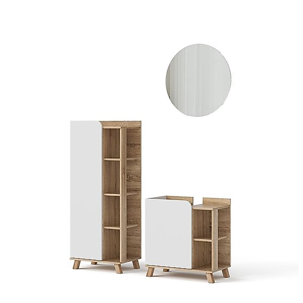 Vicco Badmöbel-Set Karen Sonoma/Weiß 3 Teile Opt 4 günstig online kaufen