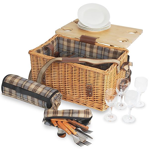 CampFeuer Picknickkorb 4 Personen mit Geschirr-Set günstig online kaufen