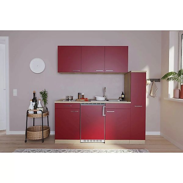 Respekta Küchenzeile KB180ESRC 180 cm Rot-Eiche Sonoma Sägerau Nachbildung günstig online kaufen