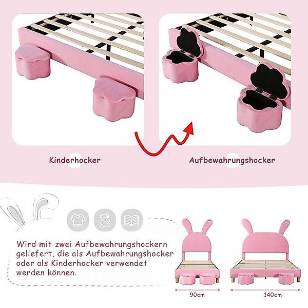 HAUSS SPOLE Polsterbett 140x200 mit 2 Aufbewahrungshockern, ausklappbare Ha günstig online kaufen