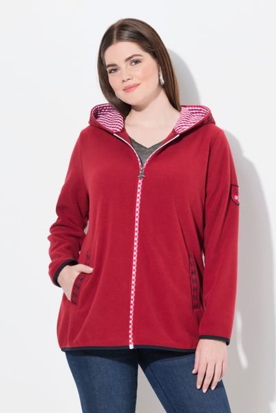 Ulla Popken Sweatjacke Trachten-Fleecejacke Kapuze Zierstickerei günstig online kaufen
