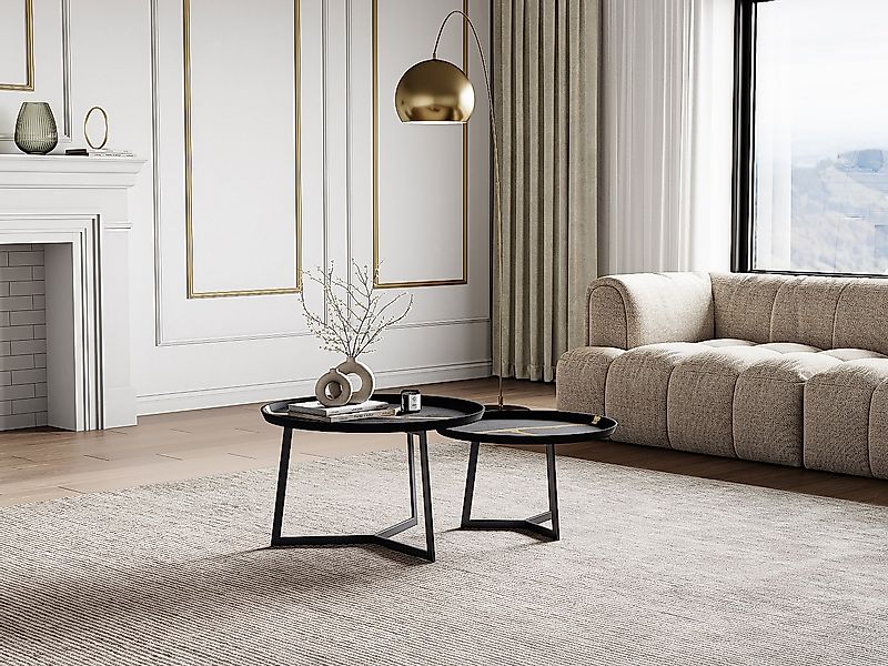 Couchtisch-Set - Metall - Schwarz & Goldfarben - ADALINA günstig online kaufen