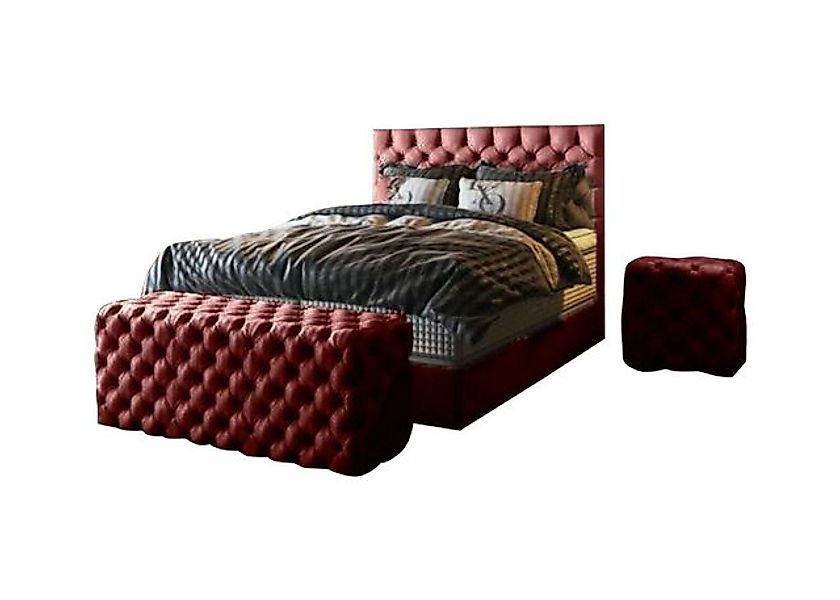 JVmoebel Bett 2x Nachttisch 3 tlg. Schlafzimmer Set Möbel Betten Beige, Mad günstig online kaufen
