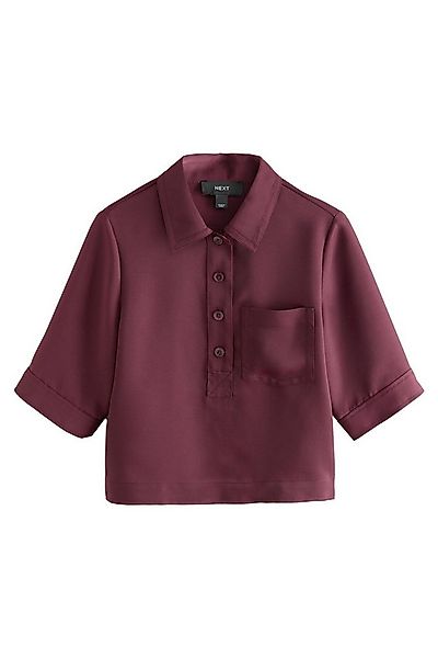 Next Blusenshirt Kurzarm-Poloshirt aus Crêpe (1-tlg) günstig online kaufen