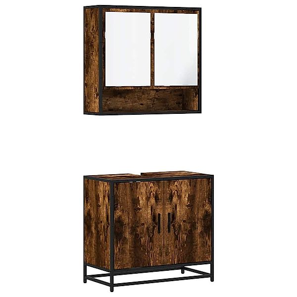 vidaXL Badezimmer-Set 2-tlg. Badmöbel-Set Räuchereiche Holzwerkstoff, günstig online kaufen