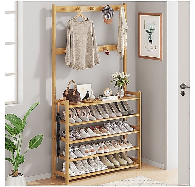 NUODWELL Garderobenständer 5 Ebenen Kleiderständer mit Schuhablag, Freisteh günstig online kaufen