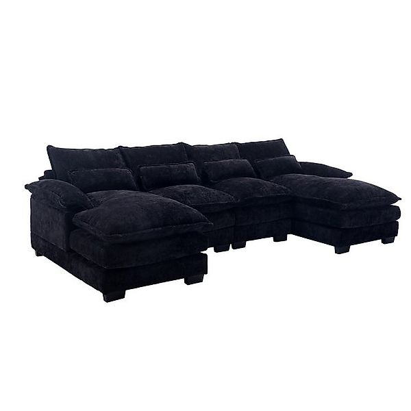 OKWISH Sofa Modernes 2-Sitzer-Loungesofa mit Chenille-Stoff & Fußstütze,Kin günstig online kaufen