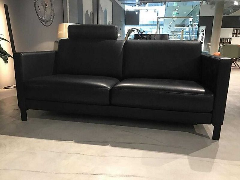 Rolf Benz 2-Sitzer Sofa Ego in Leder 40 Verkehrsschwarz mit Kopfstütze günstig online kaufen