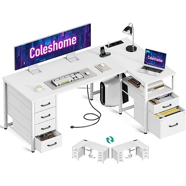 LuxusKollektion Eckschreibtisch Schreibtisch mit Stoff Schubladen günstig online kaufen