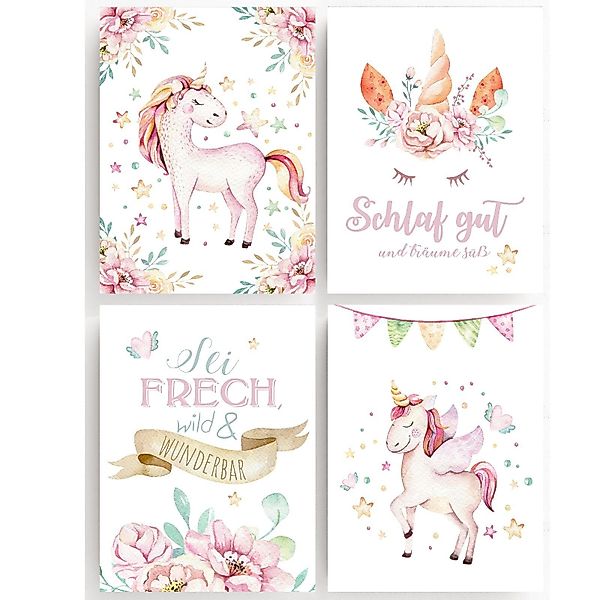 homestyle-accessoires Poster Bilderset Kinderbilder EINHORN UNICORN günstig online kaufen