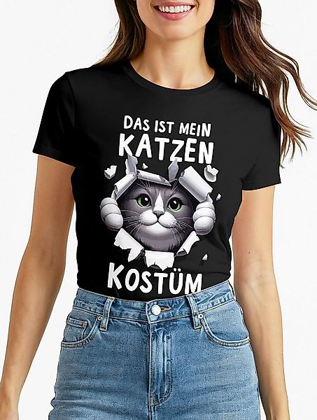 MoonWorks Print-Shirt Damen T-Shirt Fasching Karneval Katze Kostüm-Ersatz V günstig online kaufen