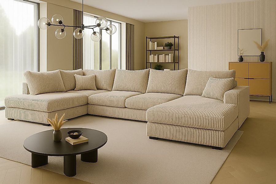 A&J MöbelLand GmbH Ecksofa FABIO 328x182 cm mit Schlaffunktion, Bonellfeder günstig online kaufen