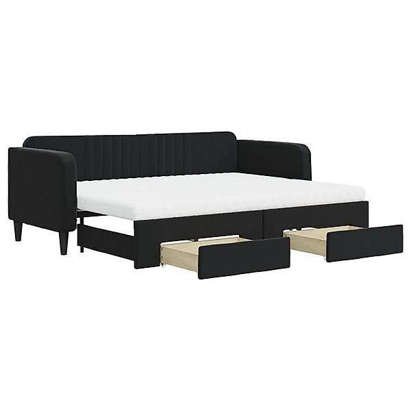 vidaXL Bett, Tagesbett Ausziehbar mit Schubladen Schwarz 80x200 cm Samt günstig online kaufen