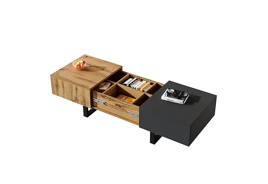 Merax Couchtisch mit verstecken Stauraum, Beistelltisch mit ausziehbarer Ti günstig online kaufen