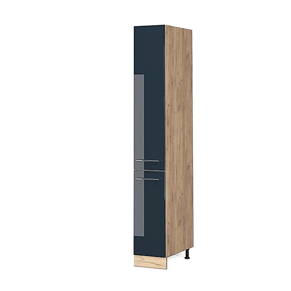Vicco Apothekerschrank Fame-Line Dunkelblau Hochglanz/Goldkraft Eiche 30 cm günstig online kaufen