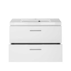 Hochglanz Waschtisch in Weiß zwei Schubladen günstig online kaufen