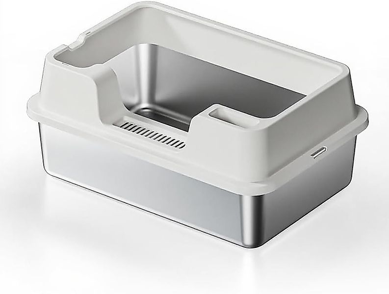 GarveeMore Katzentoilette Edelstahl Katze Müll Box mit Deckel Extra große M günstig online kaufen