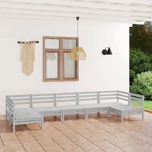 7-tlg. Garten-lounge-set Weiß Massivholz Kiefer günstig online kaufen