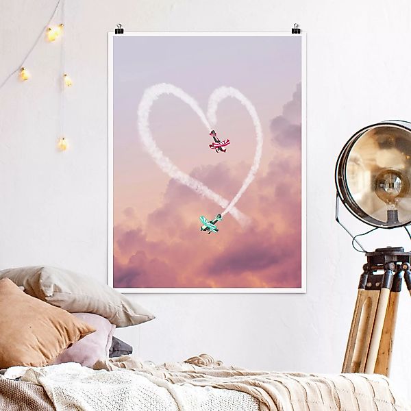 Poster - Hochformat Herz mit Flugzeugen günstig online kaufen