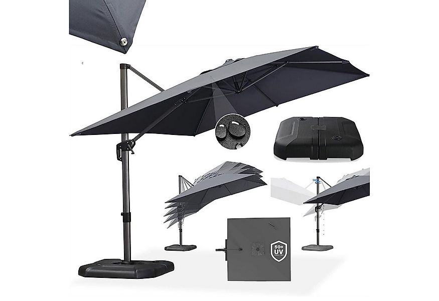 PURPLE LEAF Sonnenschirm Rechteck Alu Außenbereich Ampelschirm mit Schirmst günstig online kaufen