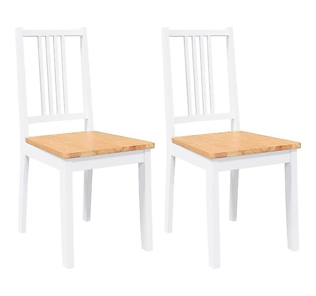 vidaXL Esszimmerstuhl Esszimmerstühle 2 Stk. Weiß Massivholz Gummibaum (2 S günstig online kaufen