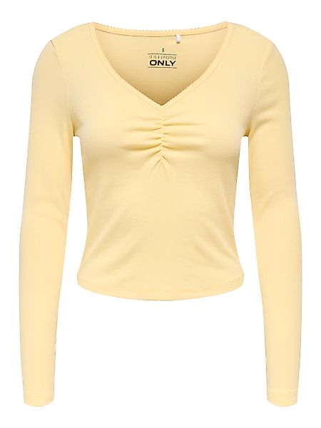 ONLY Langarmshirt "ONLBETTY LIFE L/S SCALLOP V-NECK CC JRS" mit Raffung am günstig online kaufen