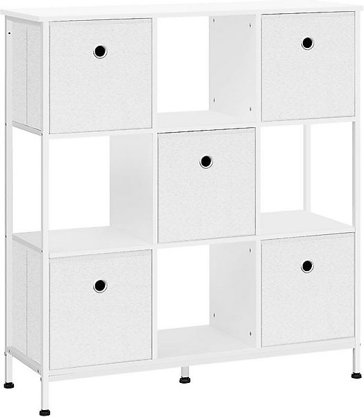 Woltu Bücherregal, mit 4 offenen Fächern, 5 Vliesstoff-Schubladen, Standreg günstig online kaufen