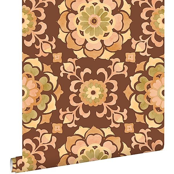 ESTAhome Tapete Fliesenmuster Braun und Gelb 50 x 900 cm günstig online kaufen