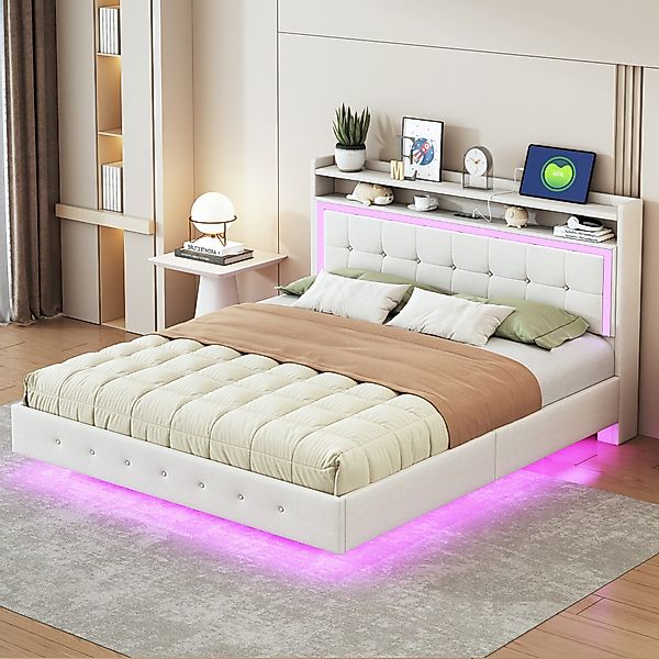 BlingBin Polsterbett Doppelbett mit LED-Beleuchtung und günstig online kaufen