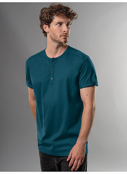 Trigema T-Shirt "TRIGEMA T-Shirt mit Knopfleiste DELUXE Baumwolle" 1 Stk. günstig online kaufen