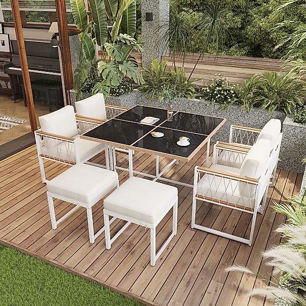 Ulife Gartenlounge-Set Gartenmöbel-Set, 7-teiliges Esstisch- und günstig online kaufen