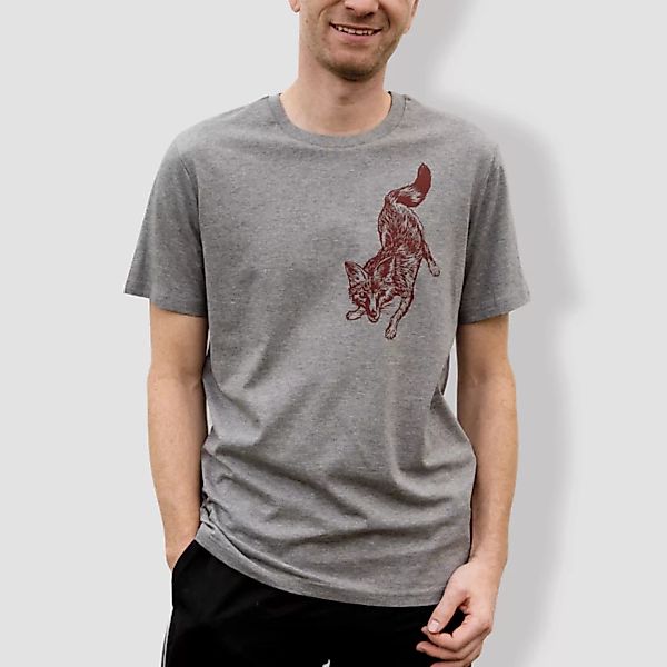 Herren T-shirt, "Fuchs", Grau günstig online kaufen