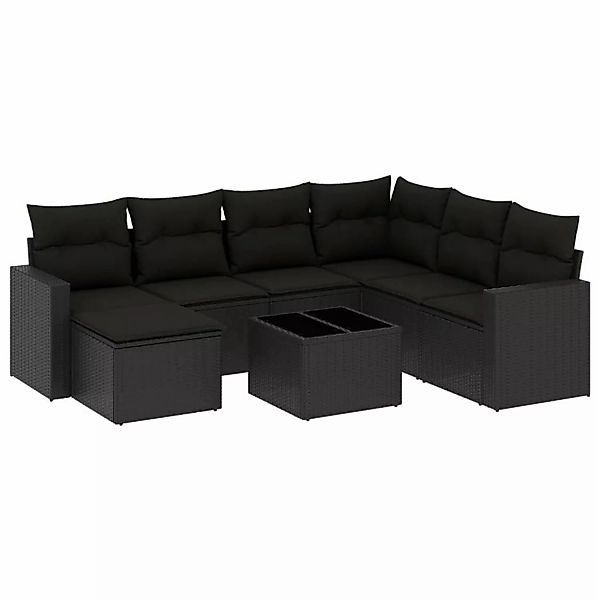 vidaXL 8-tlg Garten-Sofagarnitur mit Kissen Schwarz Poly Rattan Modell 52 günstig online kaufen