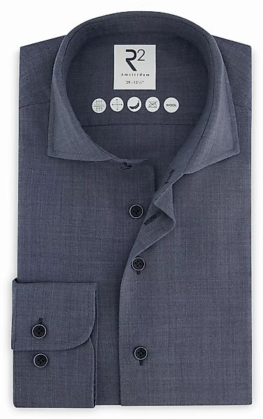 R2 Wolle Hemd Blau - Größe 38 günstig online kaufen
