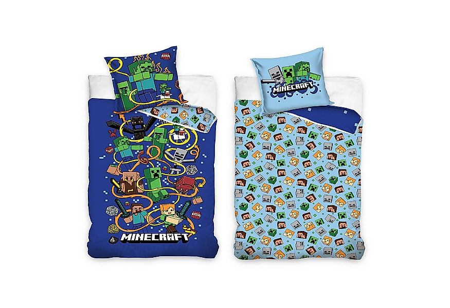 Familando Kinderbettwäsche Minecraft Slurp 135x200 80x80 cm aus 100% Baumwo günstig online kaufen