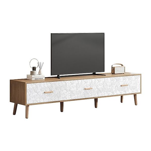 HAUSS SPOLE TV-Schrank TV-Ständer mit 3 Schubladen für Wohnzimmer Schlafzim günstig online kaufen