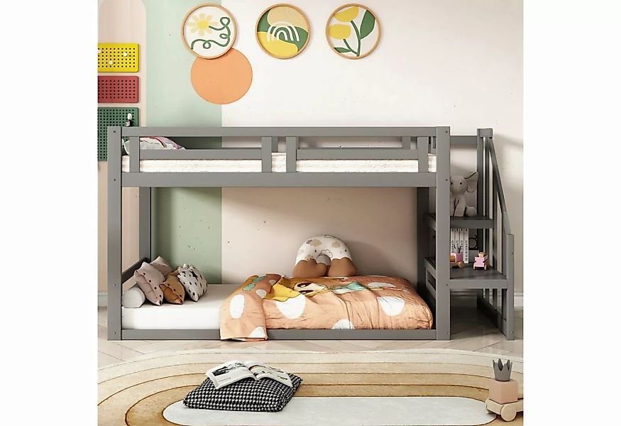 Celya Kinderbett Etagenbett 90x200cm mit Sicherheitstreppe, Etagenbettgeste günstig online kaufen